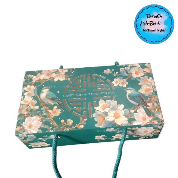 Hộp Giấy - Bánh Trung Thu Quai Xách - 2 Bánh - 2B03 Thấp 6cm