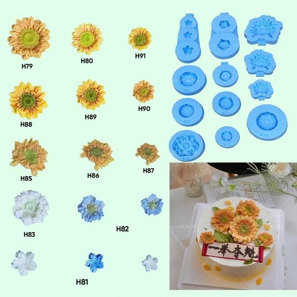 Khuôn Silicon - Set Combo 12 Hoa Hướng Dương Hàn Quốc