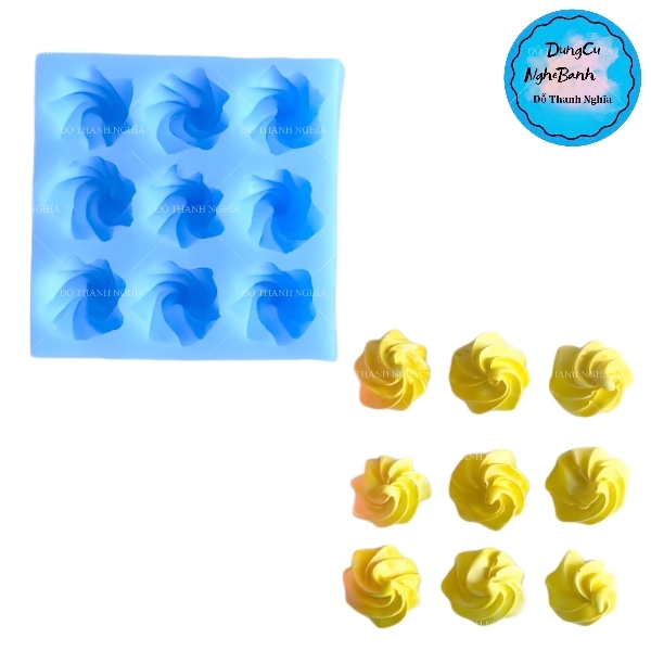 Khuôn Silicon - Hoa Thị - Sò Xoắn 9c - 1.3cm