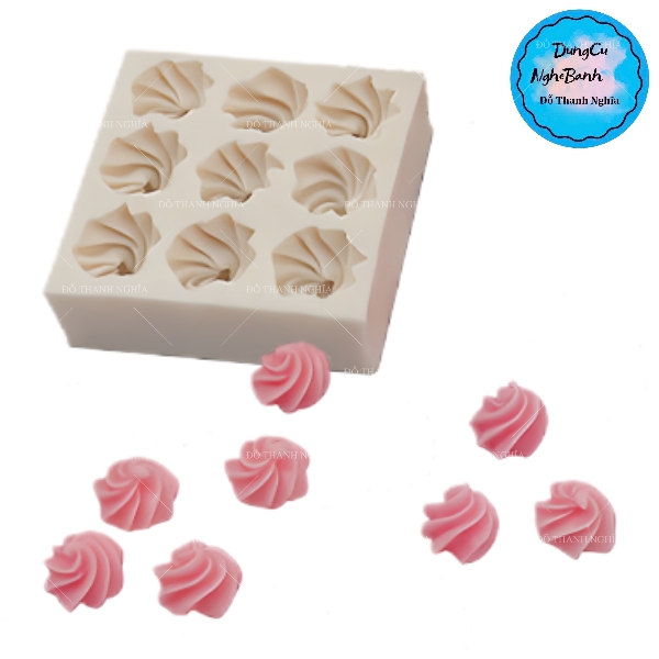 Khuôn Silicon - Hoa Thị - Sò Xoắn 9c - 1.3cm