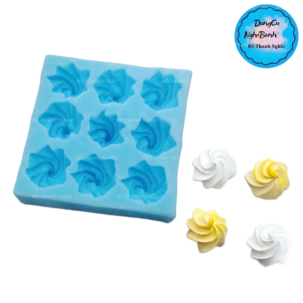 Khuôn Silicon - Hoa Thị - Sò Xoắn 9c - 1.3cm