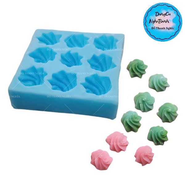 Khuôn Silicon - Hoa Thị - Sò Xoắn 9c - 1.3cm
