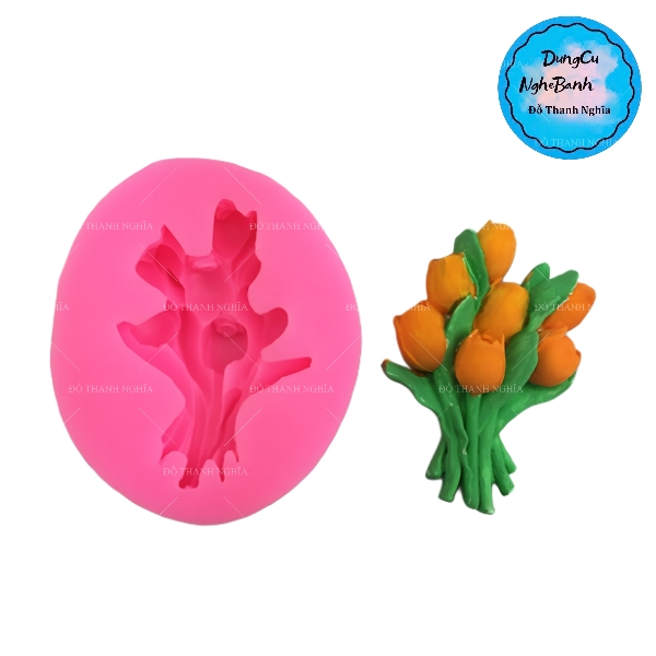 Khuôn Silicon - Hoa Tulip - SL95 - Chùm Hoa Tulip 6.8cm