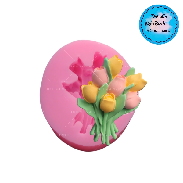 Khuôn Silicon - Hoa Tulip - SL95 - Chùm Hoa Tulip 6.8cm