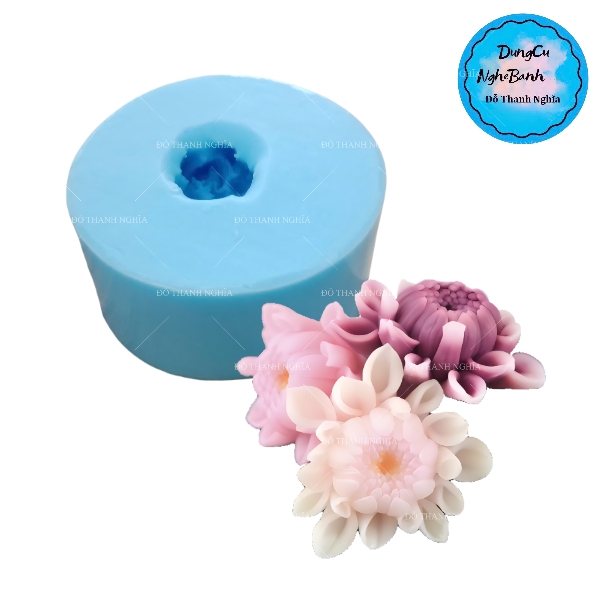 Khuôn Silicon - Hoa Thược Dược - 6cm Nhụy Xòe