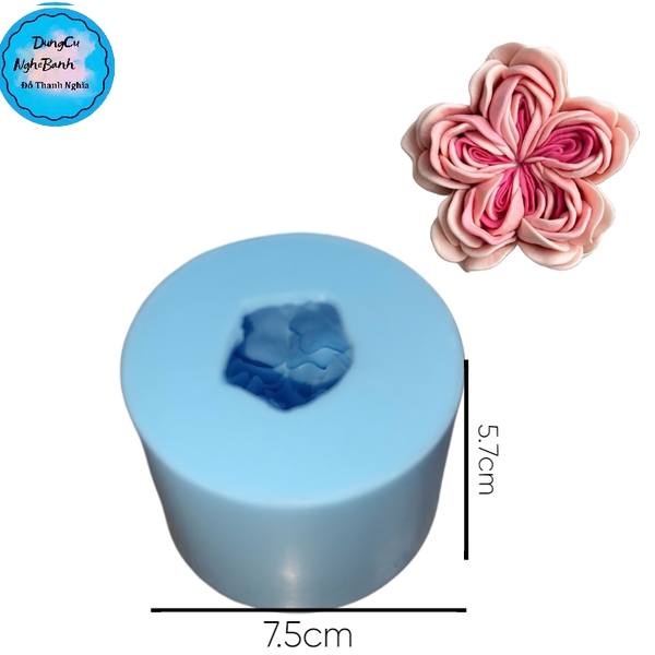 Khuôn Silicon - Hoa Hồng Lai - Hồng Anh 6.5cm