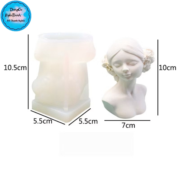 Khuôn Silicon - Cô Gái Cài Hoa Tóc 12cm