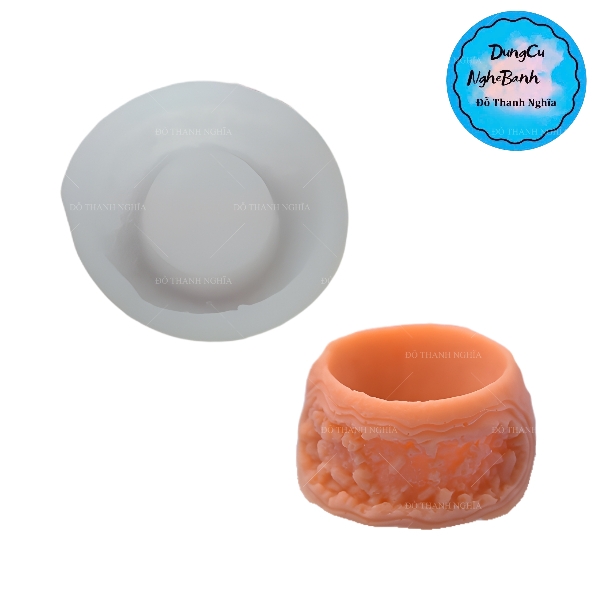 Khuôn Silicon - Chậu Cây - Vỏ Họa Tiết 6cm Cao 3.5cm