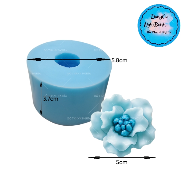 Khuôn Silicon - Hoa Mẫu Đơn 5cm Hoa to