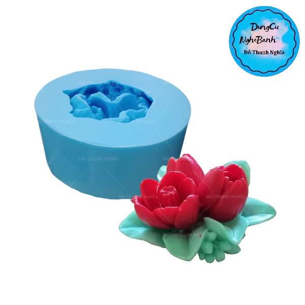 Khuôn Silicon - Hoa Tulip - SL180 - Chùm 3 Kèm Lá