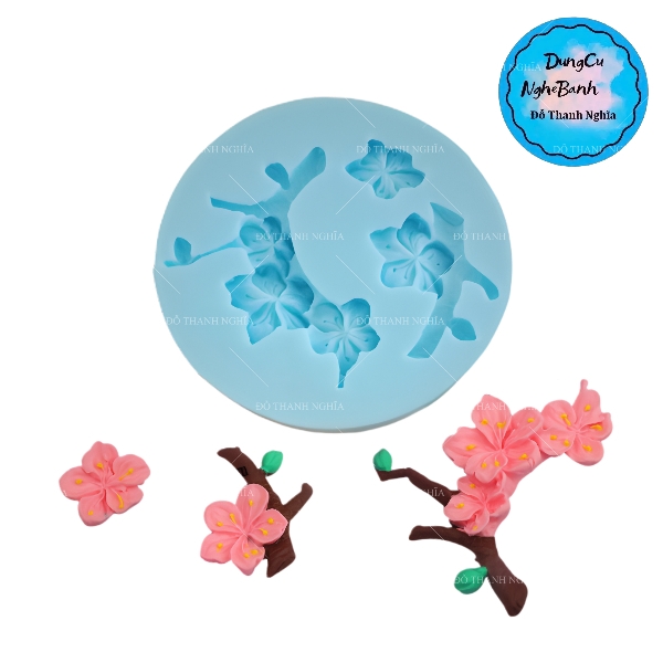 Khuôn Silicon - Hoa Mai Đào Nằm - 6.5cm - Cành Cây - 2c