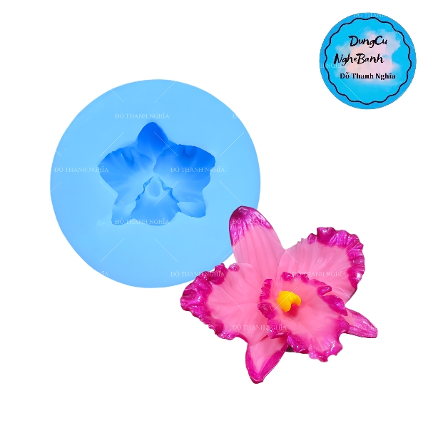 Khuôn Silicon - Hoa Lan Nằm - Lan Kèm Lá 6.2cm