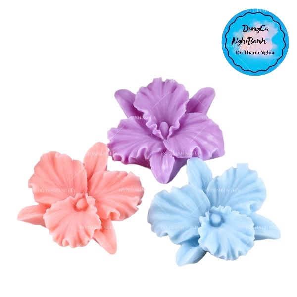 Khuôn Silicon - Hoa Lan Nằm - Lan Kèm Lá 6.2cm