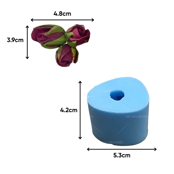 Khuôn Silicon - Chùm Hoa Hồng Búp Gai 3c 5cm