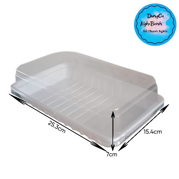 Hộp Nhựa - Chữ Nhật TN25 - 25x15cm Cao 7cm đế đen set 5 hộp