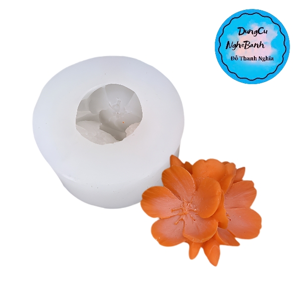 Khuôn Silicon - Hoa Mai Đào - 6.5cm - Chùm Kèm Lá