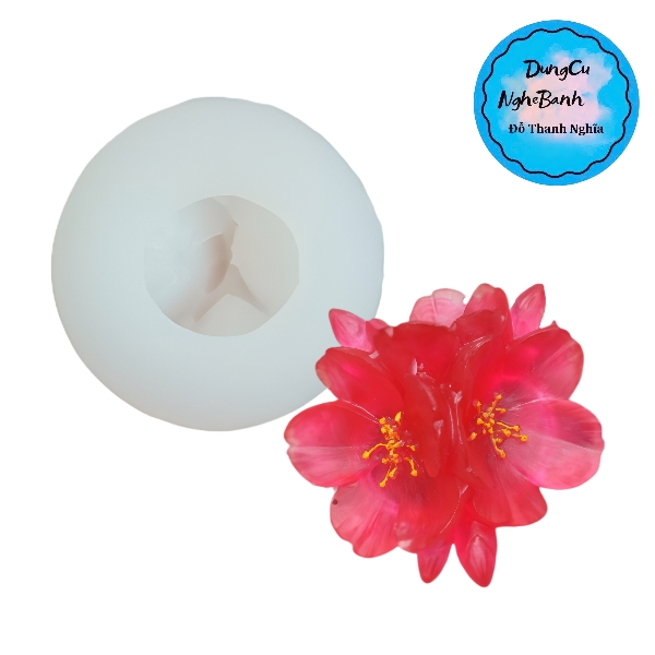 Khuôn Silicon - Hoa Mai Đào - 6.5cm - Chùm Kèm Lá