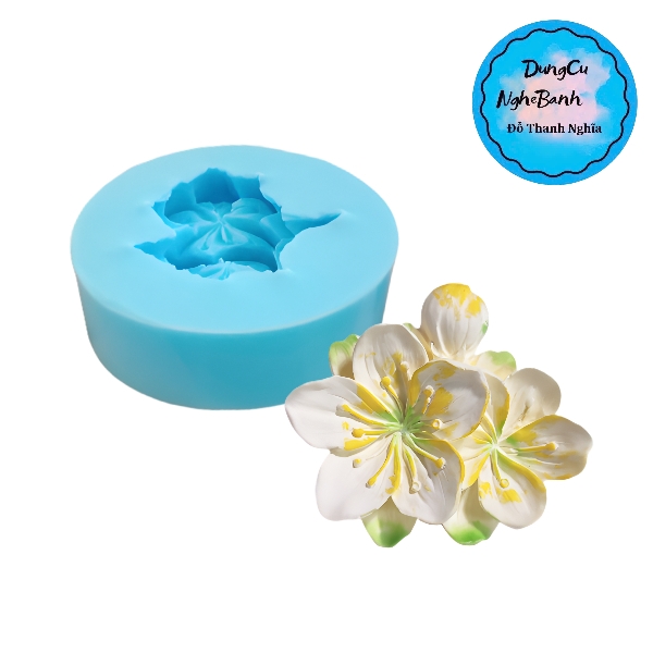Khuôn Silicon - Hoa Mai Đào - 5.8cm - Chùm Kèm Lá