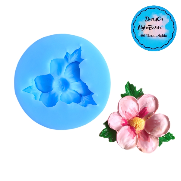 Khuôn Silicon - Hoa Mai Đào - 5cm - 6 Cánh Kèm Lá