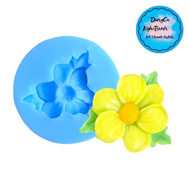 Khuôn Silicon - Hoa Mai Đào - 5cm - 6 Cánh Kèm Lá