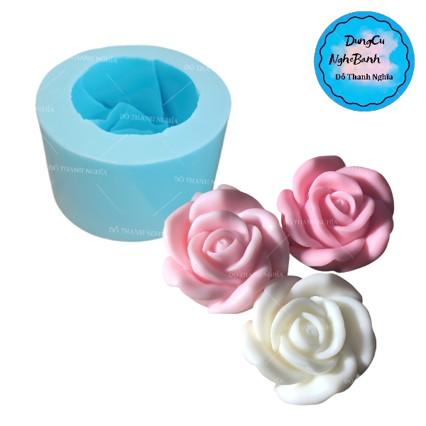 Khuôn Silicon - Hoa Hồng Nở - Hồng A2 6cm