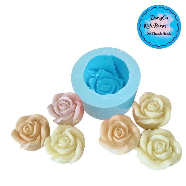 (Lỗi) Khuôn Silicon - Hoa Hồng Nở - Hồng A2 6cm