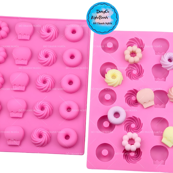 Khuôn Silicon - Donut - Xoắn 3cm 20c