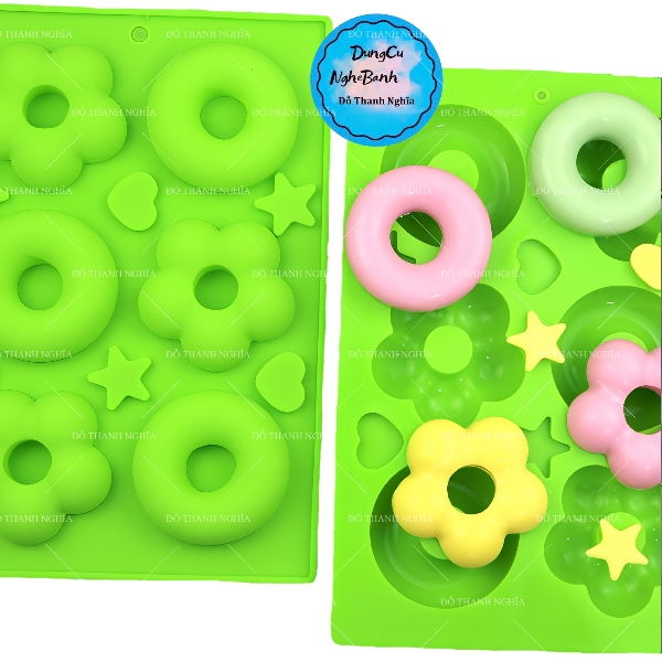 Khuôn Silicon - Donut - Hoa Sao 6.7cm 6c