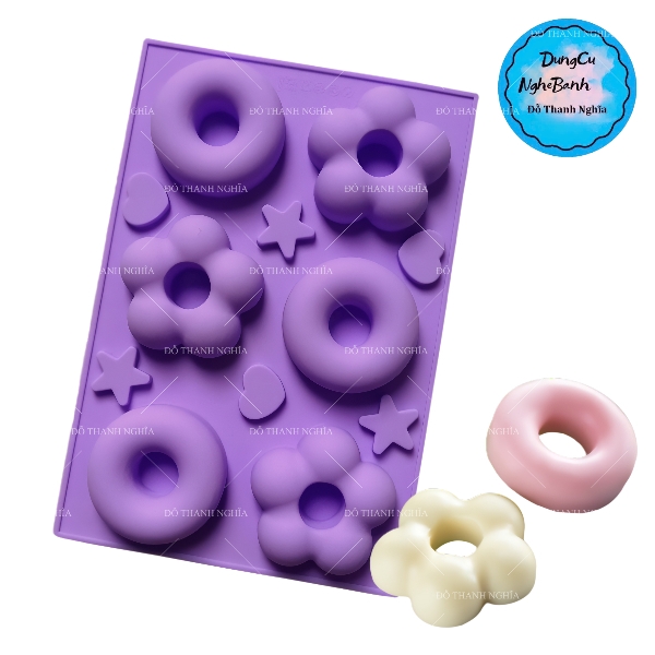 Khuôn Silicon - Donut - Hoa Sao 6.7cm 6c