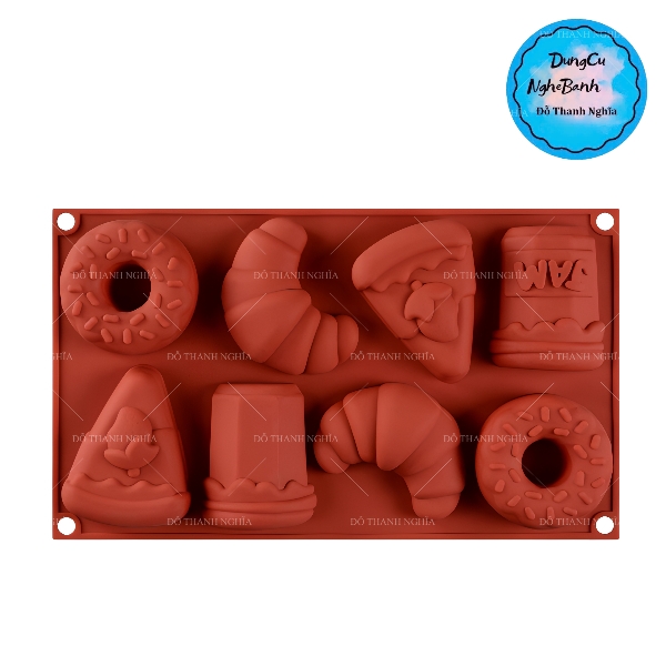 Khuôn Silicon - Bánh Donut Sừng Bò Phô Mai 8c