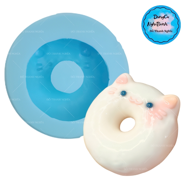 Khuôn Silicon - Mèo Kitty - Khúc Bạch Donut Mèo 7.5cm