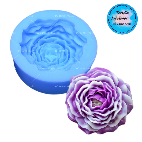Khuôn Silicon - Hoa Mẫu Đơn - 5.8cm - Nhuỵ Xoè
