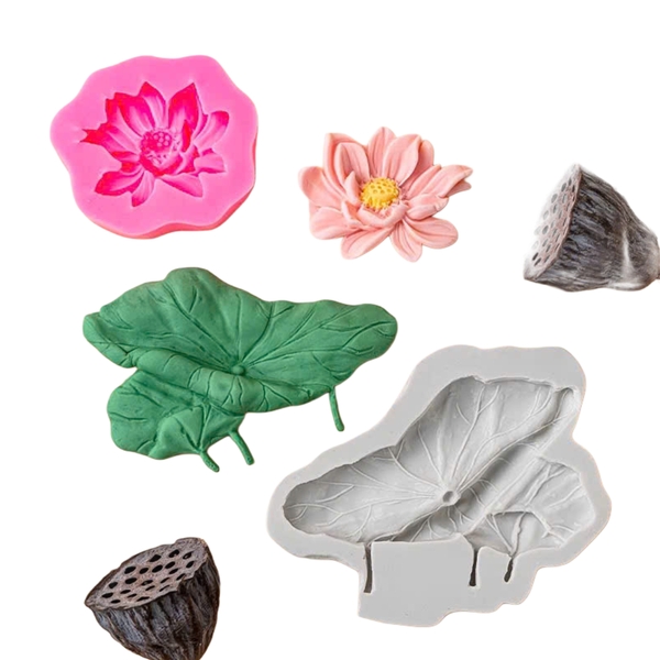 Khuôn Silicon - Mặt Ép Hoa Sen - Sen Cánh Rũ 10cm