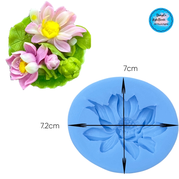Khuôn Silicon - Mặt Ép Hoa Sen - 7cm Sen Cánh Rũ