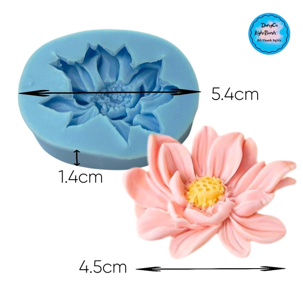 Khuôn Silicon - Mặt Ép Hoa Sen - Sen Cánh Rũ 4.5cm