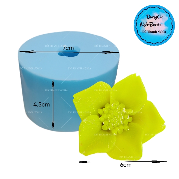 Khuôn Silicon - Hoa Lan Nhụy 5 Cánh 6cm - 6cm - Nhụy 5 Cánh
