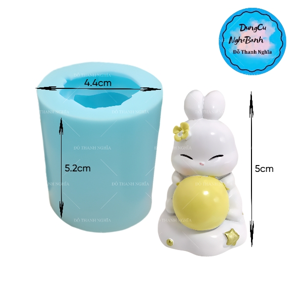Khuôn Silicon - Động Vật - Con Thỏ Ôm Trăng 5cm