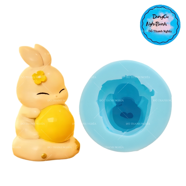Khuôn Silicon - Động Vật - Con Thỏ Ôm Trăng 5cm