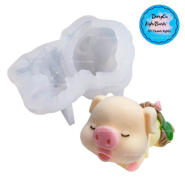 Khuôn Silicon - Động Vật - Heo Nằm Tắm Tiên 10cm