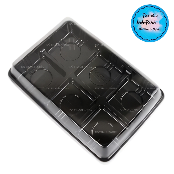 Hộp Nhựa - Chữ Nhật - Đen 6 Ngăn 6x6cm