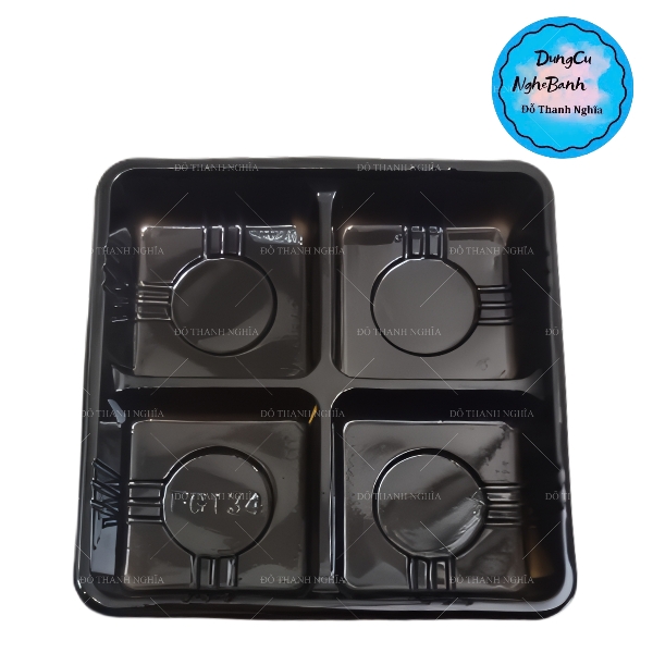 Hộp Nhựa - Vuông FG134 - Đen 4 Ngăn