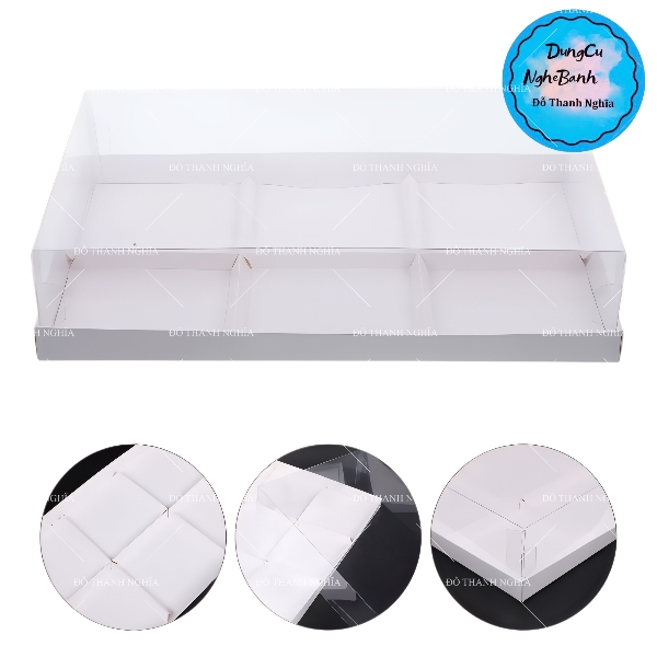 Hộp Nhựa - Vuông Đế Giấy - 6 Ngăn 9x9cm Cao 8cm