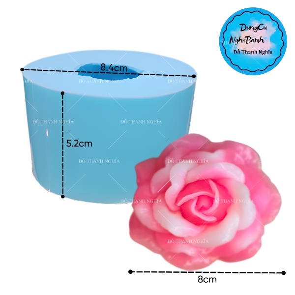 Khuôn Silicon - Hoa Hồng Nở - D15 8cm - Thái Nở