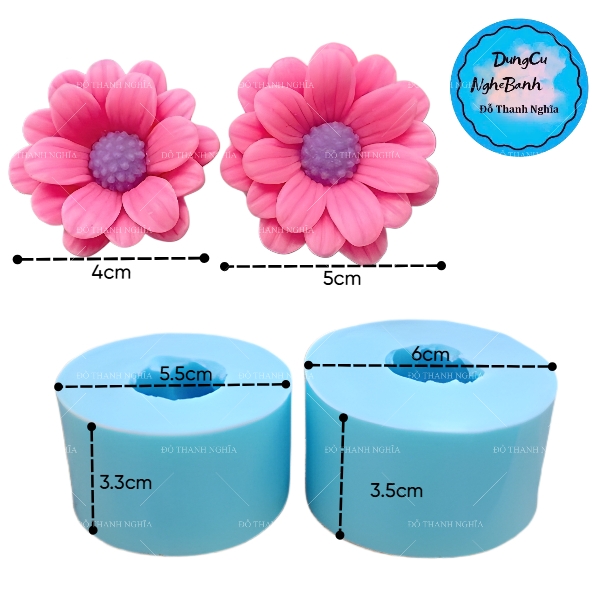 Khuôn Silicon - Hoa Cúc Thược Dược Phi Set 2 MSL - 4-5cm