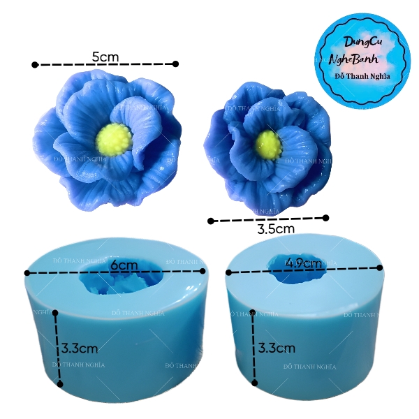 Khuôn Silicon - Hoa Cúc Thái Xoay M3 Set 2 - 3.5-5cm