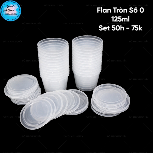Hộp Nhựa - Tròn Bánh Flan - Số 0 125ml - Set 50