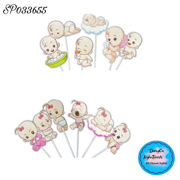 Set Cắm Em Bé Trơn Phụ Kiện Trang Trí Bánh - Bé Trai