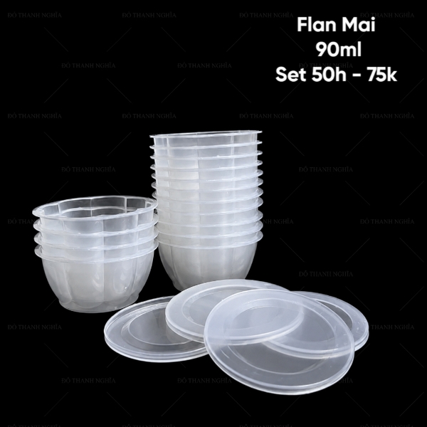 Hộp Nhựa - Mai Bánh Flan 90ml - Set 50