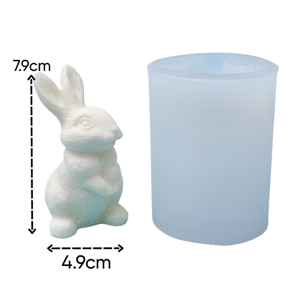 Khuôn Silicon - Động Vật - Con Thỏ Đứng Chấp Tay 7.9cm