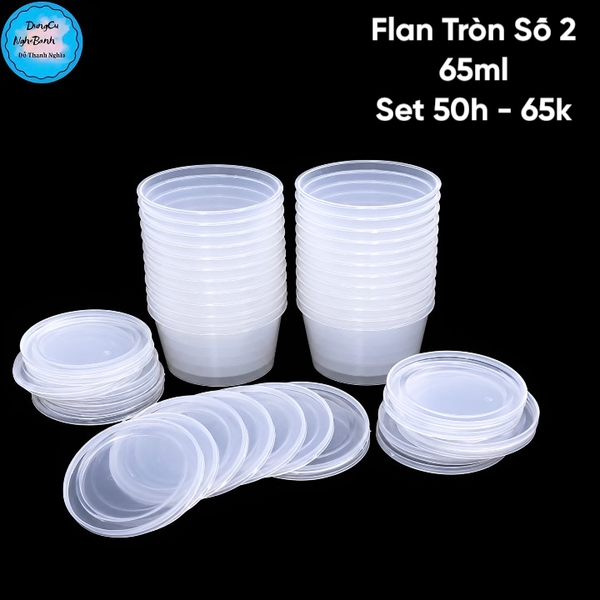 Hộp Nhựa - Tròn Bánh Flan - Số 2 65ml - Set 50